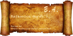 Balkovics Aurél névjegykártya